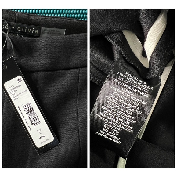 Alice + Olivia Princess Black Off White Contrast Piping Pant - Picture 13 of 16